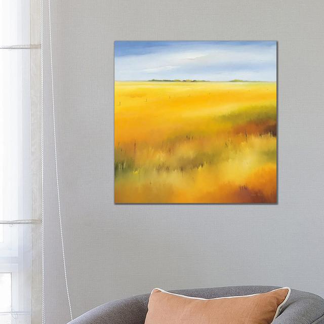 Yellow Field II by Hans Paus - Wrapped Canvas Painting ClassicLiving Size: 66.04cm H x 66.04cm W x 3.81cm D on Productcaster.