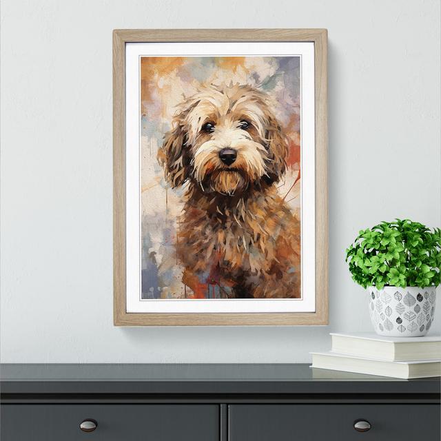 Labradoodle Gestural - Single Picture Frame Art Prints on Wood Marlow Home Co. Size: 64cm H x 46cm W x 2" D, Format: Oak Framed on Productcaster.