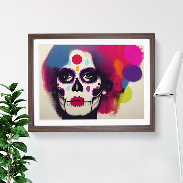 Sugar Skull Woman Vol.4 Maturi Size: 34cm H x 46cm W x 2cm D, Frame Colour: Walnut Framed on Productcaster.