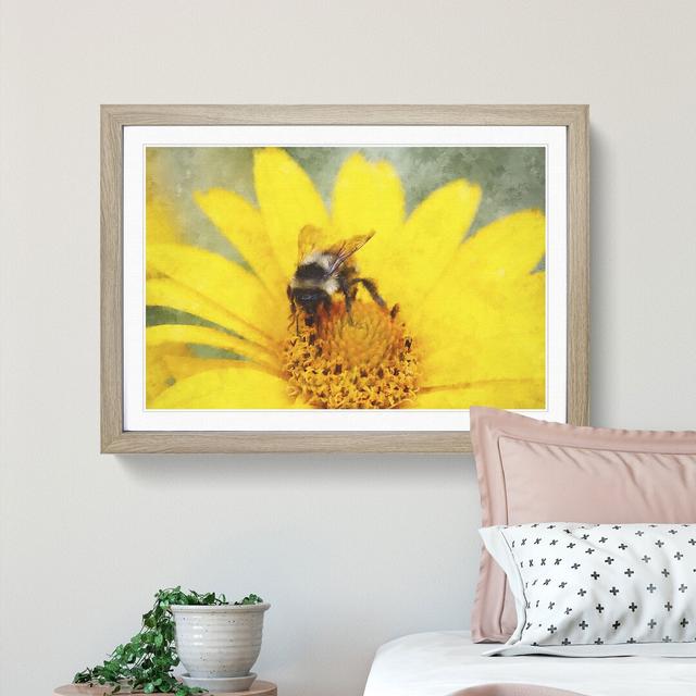 Bee Collecting Pollen - Single Picture Frame Painting on MDF East Urban Home Size: 24cm H x 33cm W x 2cm D, Format: Oak on Productcaster.