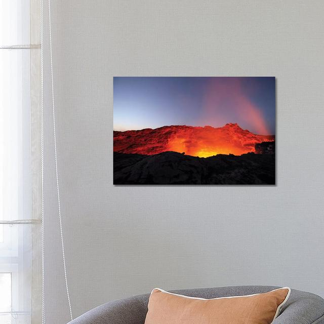 Lava Lake Illuminating Walls Of Pit Crater At Night by Richard Roscoe - Wrapped Canvas Print Alpen Home Size: 45.72cm H x 66.04cm W x 1.905cm D on Productcaster.