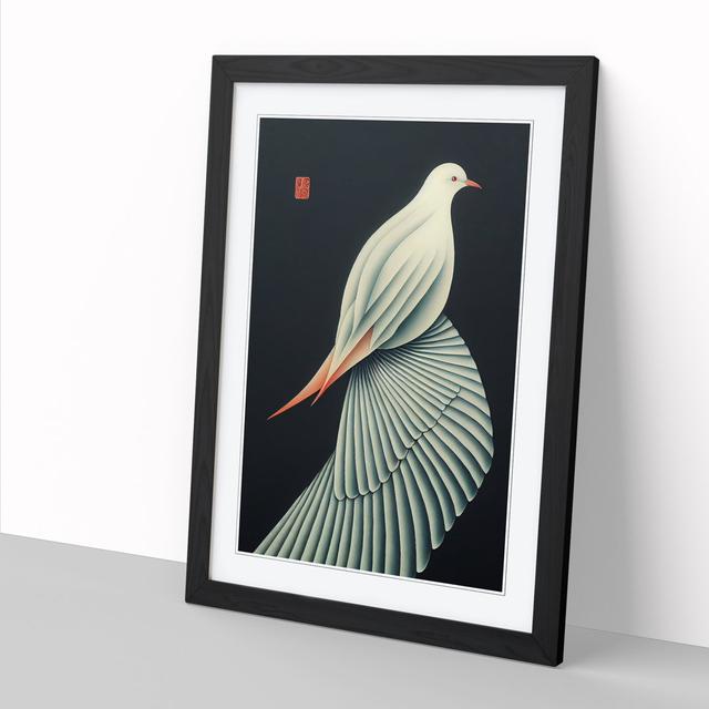 Dove Bird Japanese - Wrapped Canvas Graphic Art Marlow Home Co. Frame Option: Black, Size: 64cm H x 46cm W x 2cm D on Productcaster.