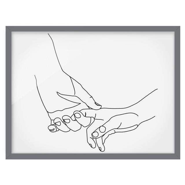 Tender Hands Line Art - Picture Frame Drawing Rosalind Wheeler Frame Option: Grey Framed, Size: 30cm H x 40cm W x 2cm D on Productcaster.