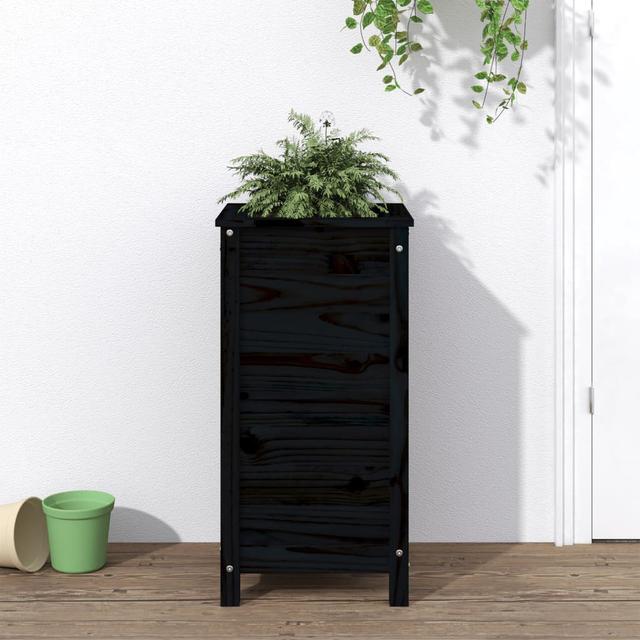 Bojana Wood Outdoor Plant Pot Dakota Fields Size: 78cm H x 40cm W x 40cm D, Wood Species: Pine, Colour: Black on Productcaster.