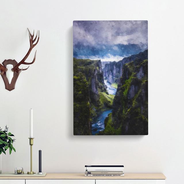 Cliffs Of Iceland - Wrapped Canvas Painting East Urban Home Size: 76cm H x 50cm W x 3cm D on Productcaster.