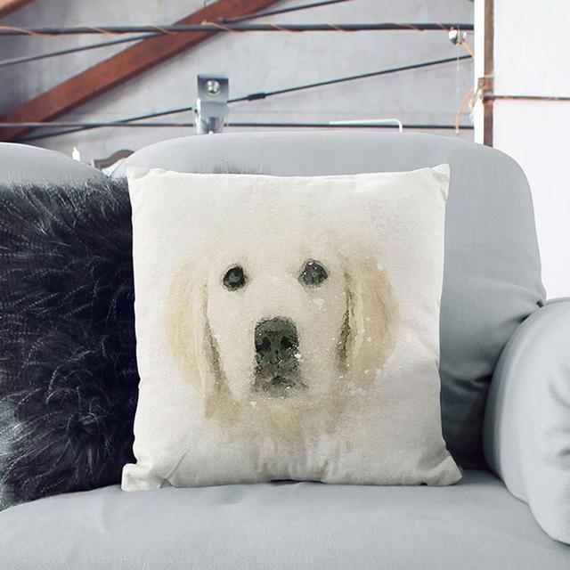 Golden Retriever Puppy in Abstract Cushion with Filling East Urban Home Size: 40 x 40 cm, Backing Colour: Cream/Black on Productcaster.