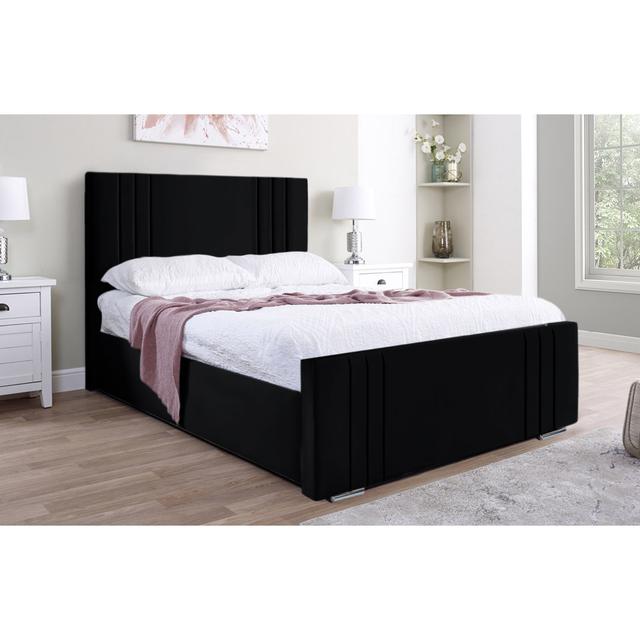 Adelpho Upholstered Bed Latitude Run Colour: Black, Size: Kingsize (5') on Productcaster.