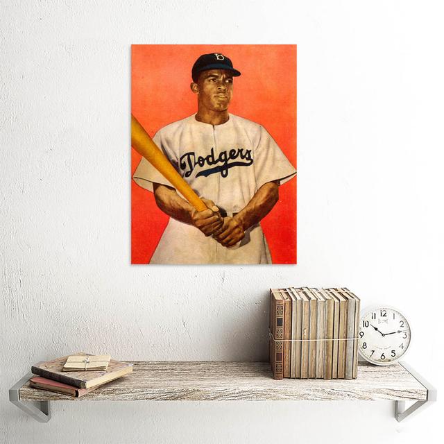 Vintage Portrait Jackie Robinson Baseball Brooklyn Dodgers - No Frame Art Prints Wee Blue Coo on Productcaster.