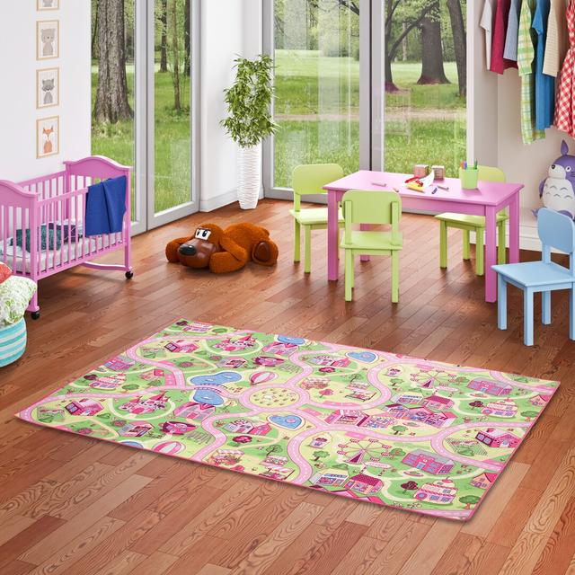 Teppich Debi Village in Rosa Roomie Kidz Teppichmaße: Läufer 80 x 240 cm on Productcaster.