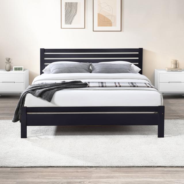 Dilay Classic Solid Wood Bed Frame - Simple Scandi Design, Modern Home Furniture Box Size: Kingsize (5'), Colour: Dark Grey on Productcaster.