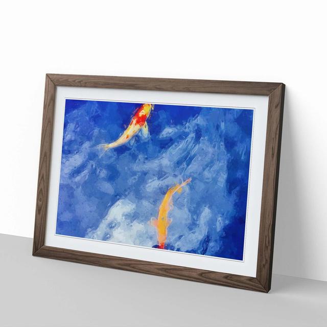 Koi & Carp Fish in Abstract - Picture Frame Graphic Art Print on MDF East Urban Home Frame Option: Walnut, Size: 40cm H x 60cm W x 2cm D on Productcaster.