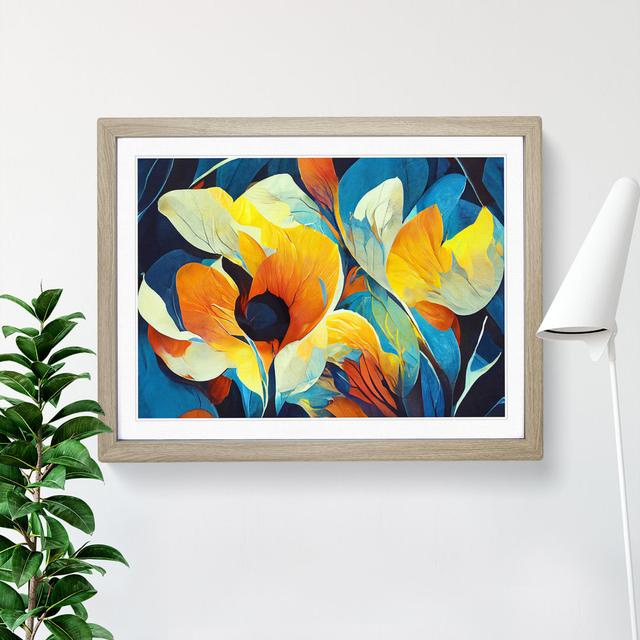 Flowers Abstract Vol.2 - Picture Frame Painting Marlow Home Co. Size: 46cm H x 64cm W x 2cm D, Frame Colour: Oak on Productcaster.