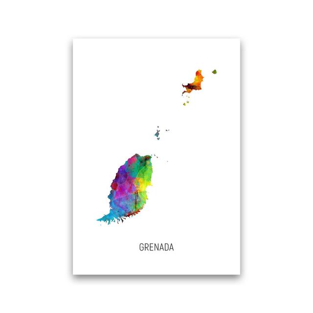 Grenada Watercolour Map by Michael Tompsett - Print Latitude Run Format: Unframed, Size: 30cm H x 21cm W x 1cm D on Productcaster.