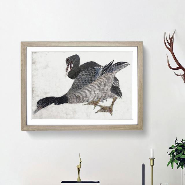 Two Ducks by Katsushika Hokusai - Picture Frame Painting Print East Urban Home Frame Option: Oak Framed, Size: 27cm H x 36cm W x 2cm D on Productcaster.