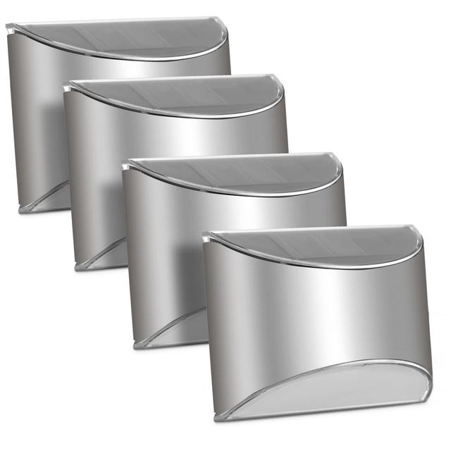 Ivy Bronx STAINLESS STEEL SOLAR FENCE LIGHT (4PC) WHITE Ivy Bronx Fixture Finish: Warm White on Productcaster.