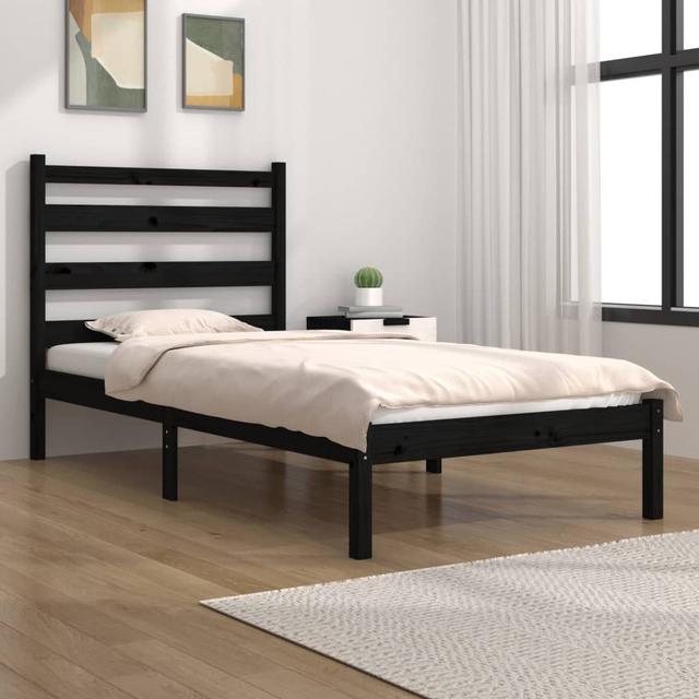 Jaythian Bed Frame 17 Stories Size: European Single (90 x 200cm), Colour: Black on Productcaster.