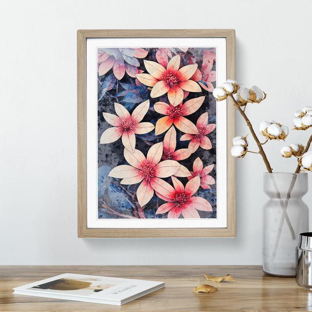 Flower Painting No.1 - Single Picture Frame Painting Marlow Home Co. Size: 34cm H x 25cm W x 2cm D, Frame Colour: Oak on Productcaster.