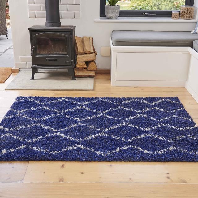 Thick Fluffy Soft Shaggy Navy Rug 17 Stories Rug Size: Rectangle 180 x 270cm on Productcaster.