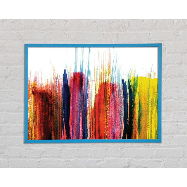 Brush Strokes 1 Framed Print Ivy Bronx Size: 42cm H x 59.7cm W x 2cm D, Format: Blue Framed Paper on Productcaster.