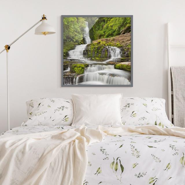 Upper Mclean Falls in New Zealand - Picture Frame Photograph Union Rustic Frame Option: Grey Framed, Size: 70cm H x 70cm W x 2cm D on Productcaster.