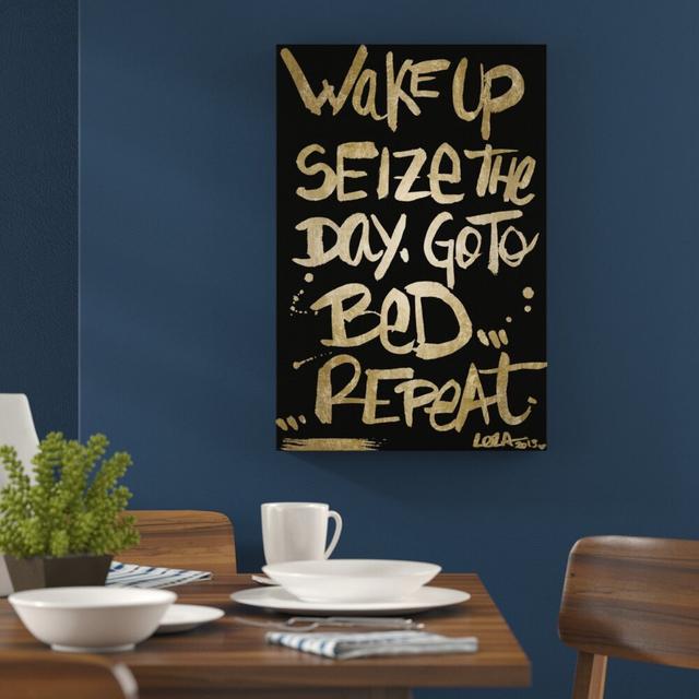 Seize The Day Gold Night' by Art Remedy Typography Wrapped on Canvas Oliver Gal Size: 92cm H x 61cm W on Productcaster.