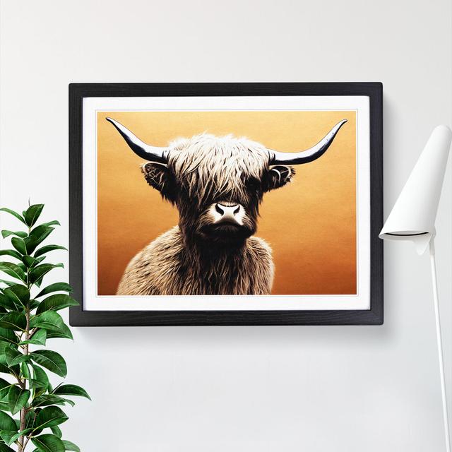 Highland Cow - Single Picture Frame Print Natur Pur Size: 46cm H x 64cm W x 2cm D, Frame Colour: Black on Productcaster.