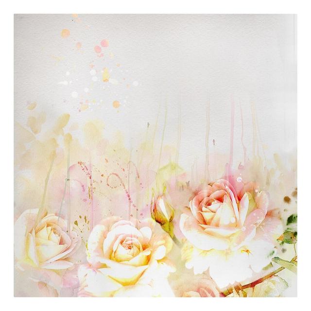 Watercolor Flowers and Roses Wall Art on Canvas Rosalind Wheeler Frame Option: 70cm H x 70cm W on Productcaster.