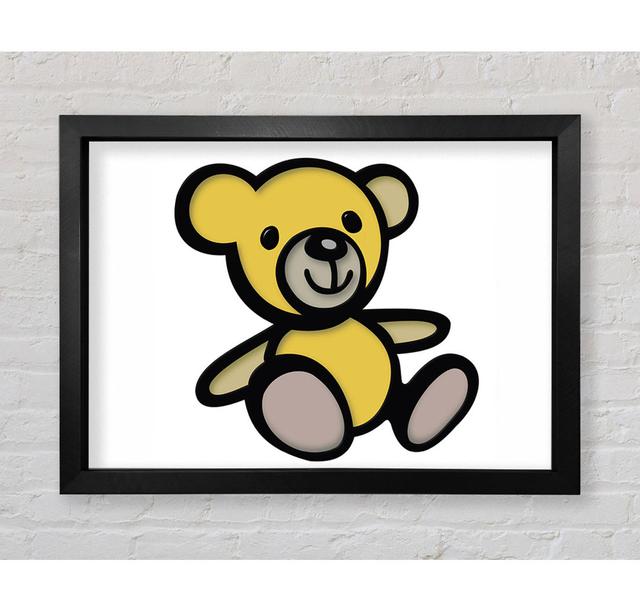 Gerahmtes Leinwandbild Teddy Bear Cartoon in Rosa Harriet Bee Format: Poster mit schwarzem Rahmen, Größe: 100,1 cm H x 141,4 cm B x 3,4 cm T, Farbe: W on Productcaster.