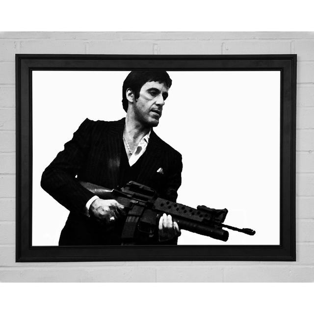 Scarface Tommygun B N W Gerahmter Druck Wandkunst Ebern Designs Größe: 59,7 cm H x 84,1 cm B x 1,5 cm T, Format: Mattschwarzes gerahmtes Papier on Productcaster.