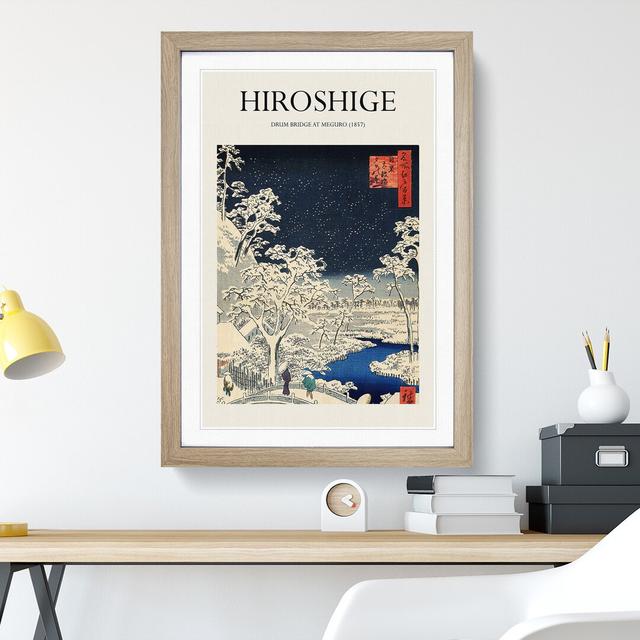 Meguro Drum Bridge and Sunset Hill by Utagawa Hiroshige - Picture Frame Art Prints East Urban Home Size: 36cm H x 27cm W x 2cm D, Frame Option: Oak on Productcaster.