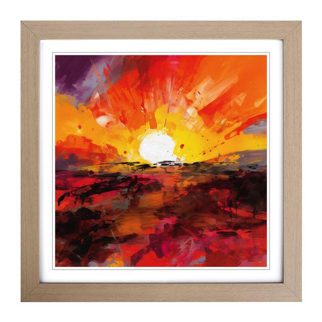 Sunset Gestural Art No.1 - Single Picture Frame Art Prints on Wood Marlow Home Co. Format: Oak on Productcaster.