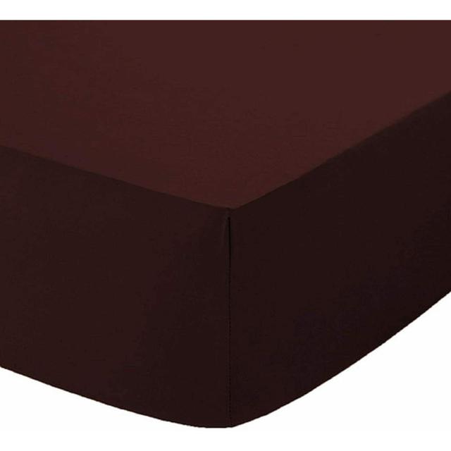 Agam 180 Thread Count Eqyptian Quality Cotton Percale Fitted Sheet Symple Stuff Size: Kingsize (5'), Colour: Chocolate on Productcaster.