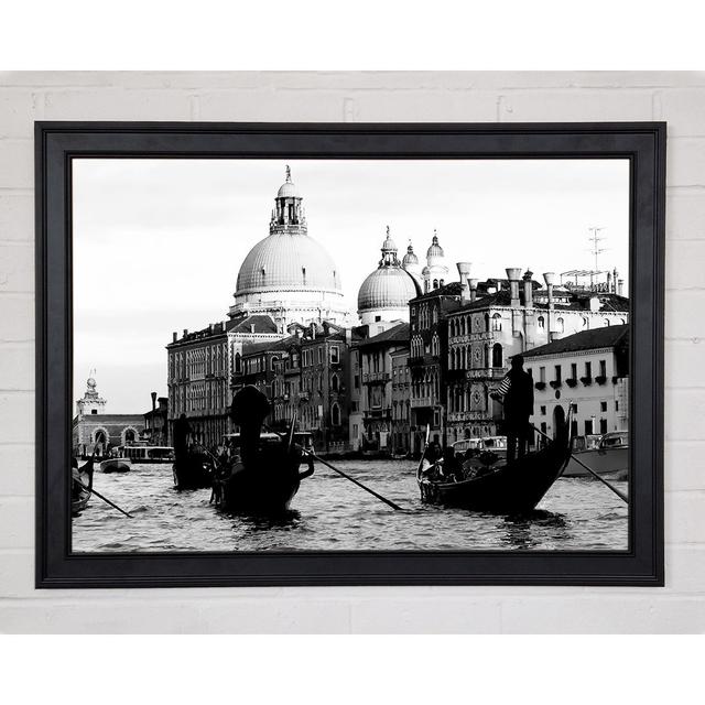 Venice Gondolas B N W - Print Ebern Designs Size: 84.1cm H x 118.9cm W x 1.5cm D on Productcaster.