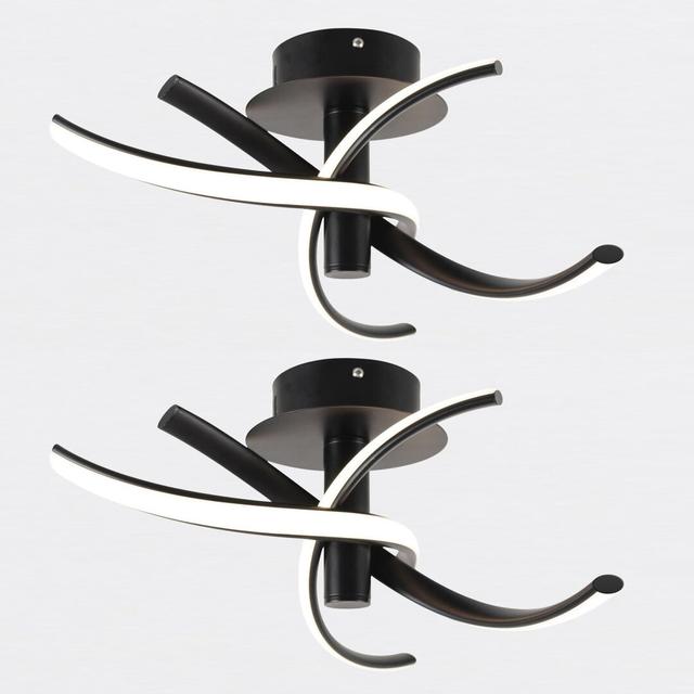 Set Of 2 Matt Black LED Twist Ceiling Lights (Set of 2) Ivy Bronx Fixture Finish: Matt Black Paint on Productcaster.