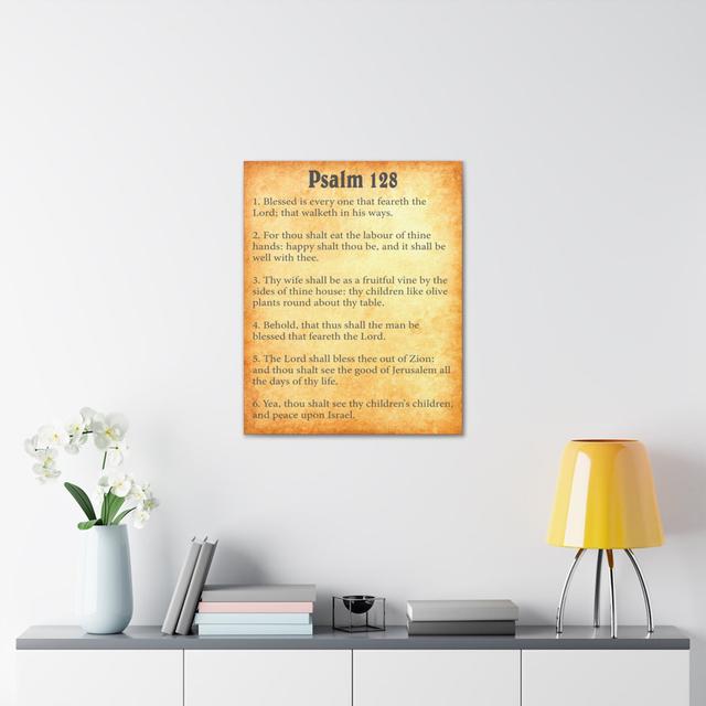 Scripture Walls Psalm 128 Gold Bible Chapter Canvas Christian Happy Larry Size: 35.6cm H x 27.9cm W on Productcaster.