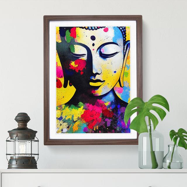 Buddha Splashed No.4 - Picture Frame Graphic Art Latitude Run Size: 64cm H x 46cm W x 2cm D, Frame Colour: Walnut on Productcaster.