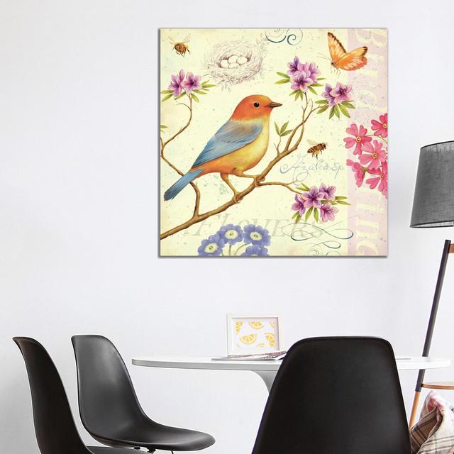 Birds And Bees II by Daphne Brissonnet - Gallery-Wrapped Canvas Giclée on Canvas Rosalind Wheeler Format: No Frame, Size: 93.98cm H x 93.98cm W x 3.81 on Productcaster.