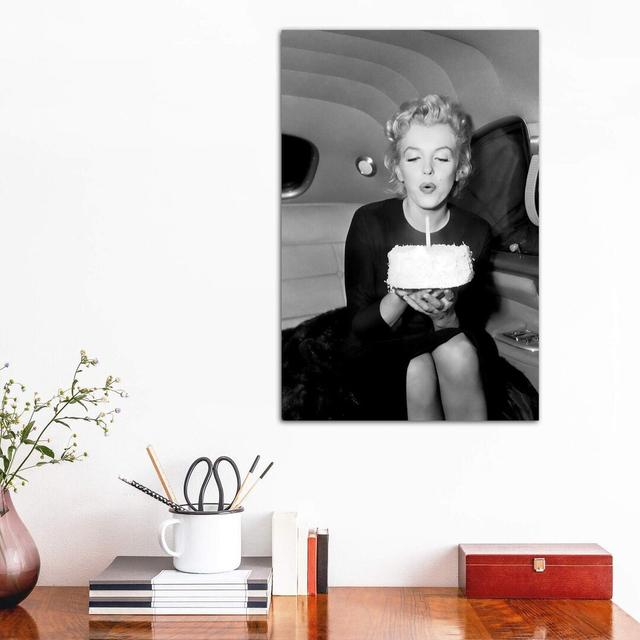 Marilyn Monroe Birthday Party In Car - Wrapped Canvas Print George Oliver Size: 66.04cm H x 45.72cm W x 3.81cm D on Productcaster.