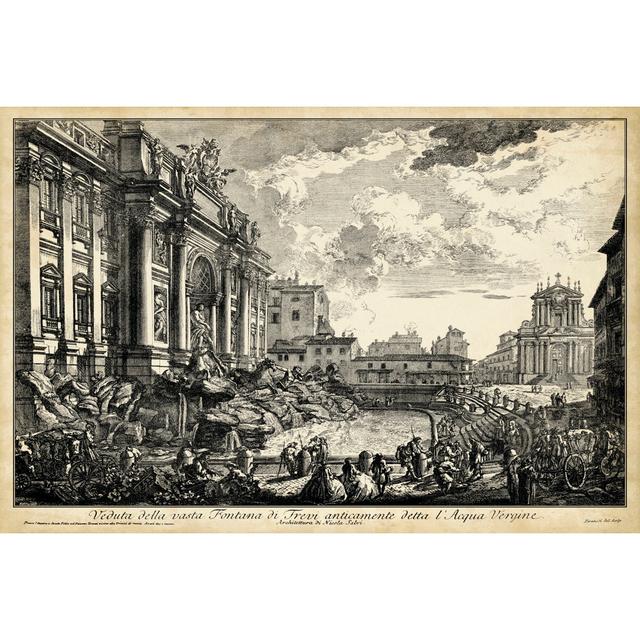 Veduta Della Vasta Fontana Di Trevi by Piranesi - Wrapped Canvas Print Astoria Grand Size: 51cm H x 76cm W x 3.8cm D on Productcaster.