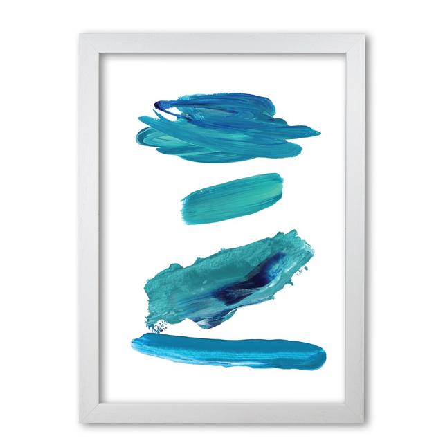 Turquoise Abstract Paint Strokes - Single Picture Frame Print East Urban Home Size: 85 cm H x 60 cm W x 5 cm D, Format: White Grain Frame on Productcaster.