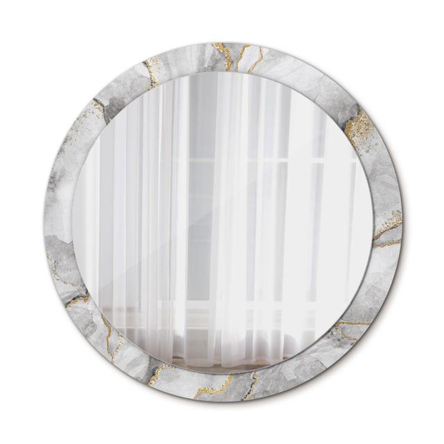 Huldar Round Glass Framed Wall Mounted Accent Mirror in Grey/Gold/White East Urban Home on Productcaster.