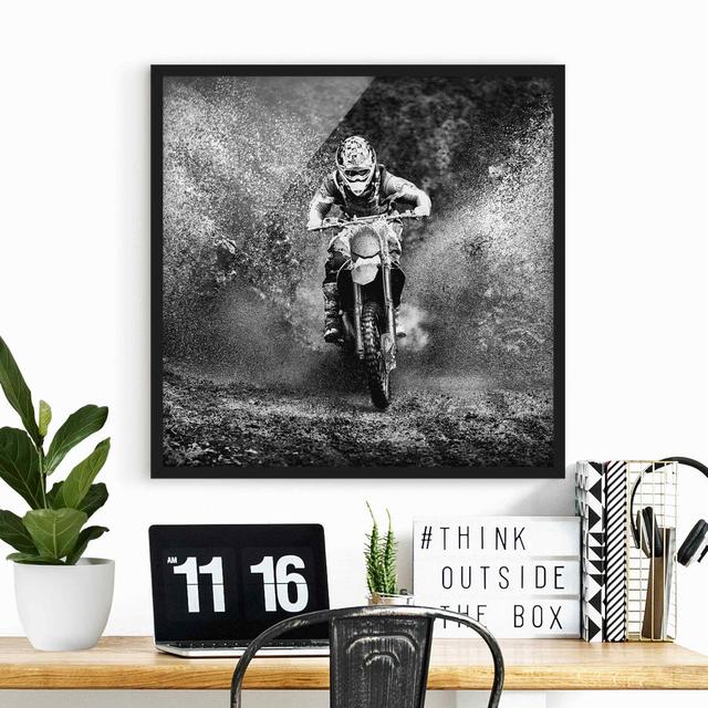 Motocross in the Mud - Picture Frame Photograph Ebern Designs Frame Option: Black Framed, Size: 50cm H x 50cm W x 2cm D on Productcaster.