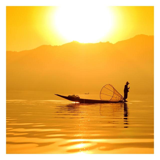 Fisherman at Sunrise 2.4m x 2.4m Matt Wallpaper Mural East Urban Home Size: 288cm L x 288cm W on Productcaster.