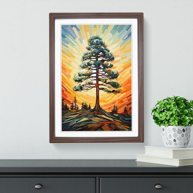 XYZ-FRM-V1223-5170 Pine Tree Orphism - Single Picture Frame Print on Wood Big Box Art Size: 34cm H x 25cm W x 2cm D, Frame Colour: Walnut on Productcaster.