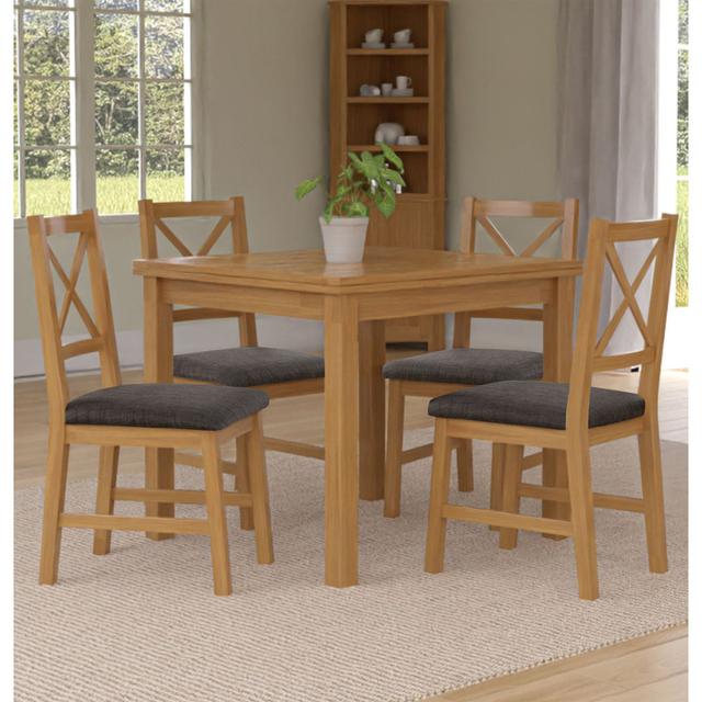 Waverly 4 - Person Extendable Solid Oak Dining Set Hallowood Furniture Chair Colour: Black on Productcaster.