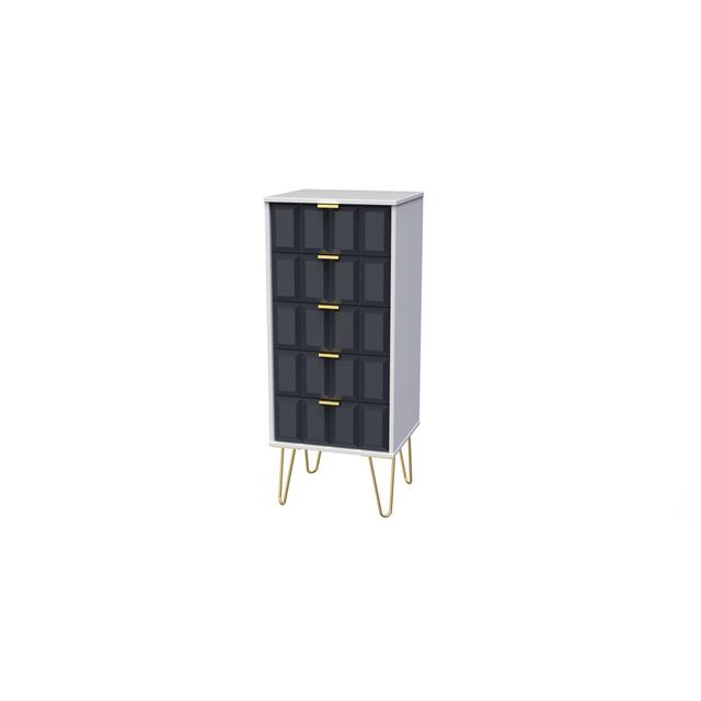 Alexxus 5 - Drawer Chest of Drawers Canora Grey Colour: Indigo Matt/White on Productcaster.