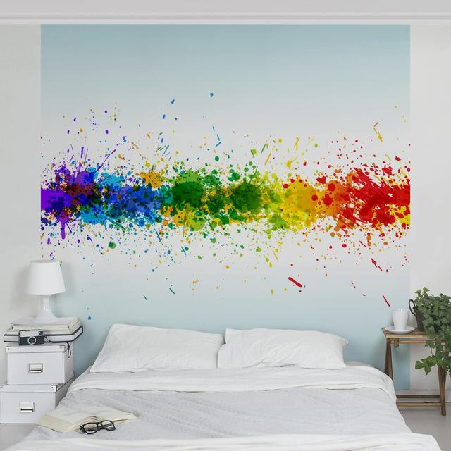 Rainbow Splatter 2.88m x 2.88m Textured Matte Peel & Stick Wall Mural East Urban Home on Productcaster.