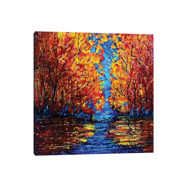 Autumn Trees at Twilight - Wrapped Canvas Painting ClassicLiving Size: 30.48cm H x 30.48cm W x 1.91cm D on Productcaster.