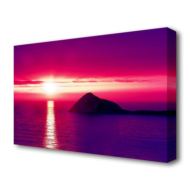 The Sun across the Ocean Sky Sunset - Wrapped Canvas Photograph Print East Urban Home Size: 66 cm H x 101.6 cm W on Productcaster.