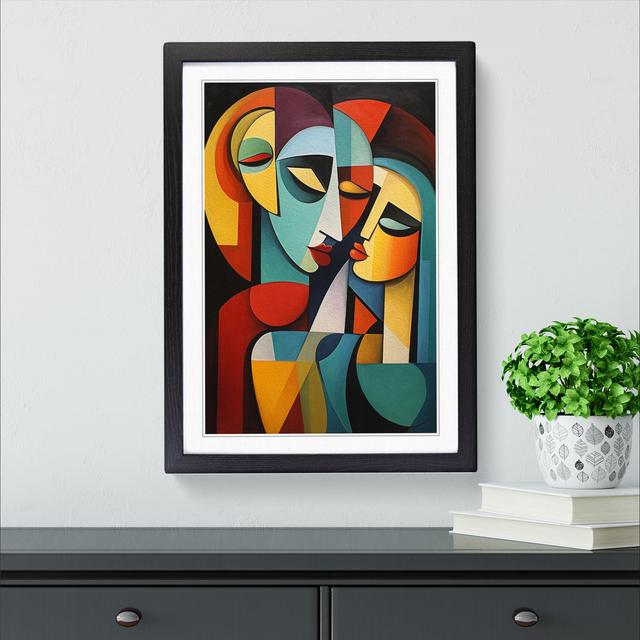 XYZ-FRM-V1223-4408 Loving Family Cubism - Single Picture Frame Print on Wood Big Box Art Frame Colour: Black , Size: 64cm H x 46cm W x 2cm D on Productcaster.